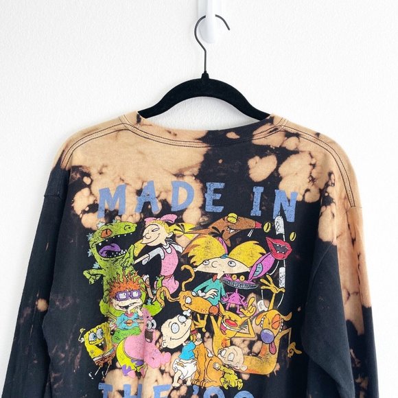 Nickelodeon Men's T Shirt Rugrats SpongeBob Made in The 90's Tie Dye Tee Graphic - Picture 7 of 11